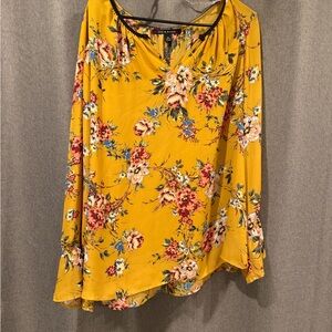 Zac & Rachel Floral Mustard Blouse